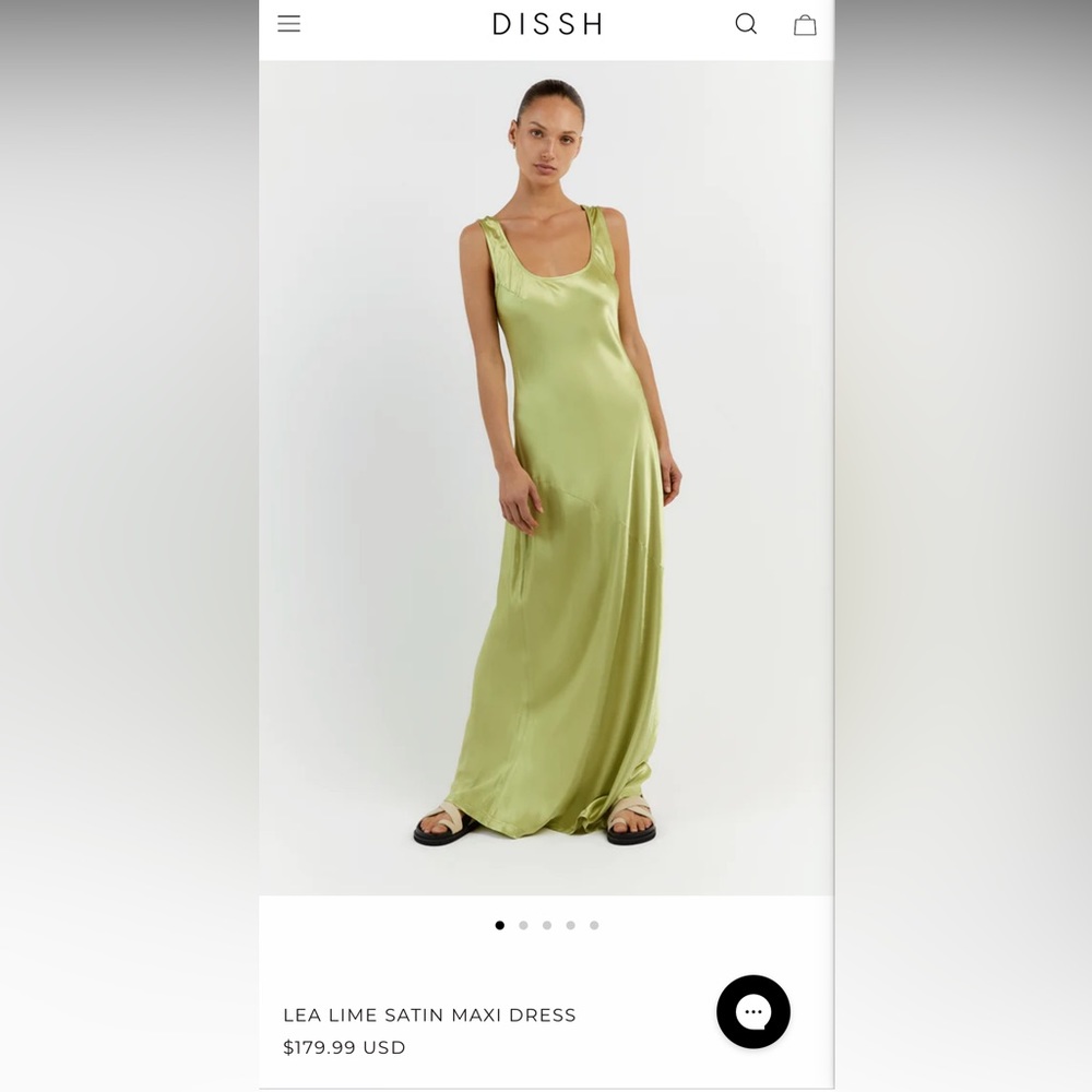 DISSH Lea Lime Satin Maxi Dress